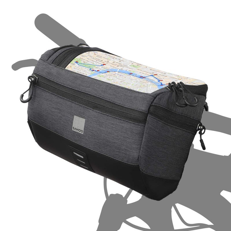Roswheel Essentials Series Bike Handlebar Bag Bicycle Basket Pack with Map Holder/Phone Pouch, Black - Image 1